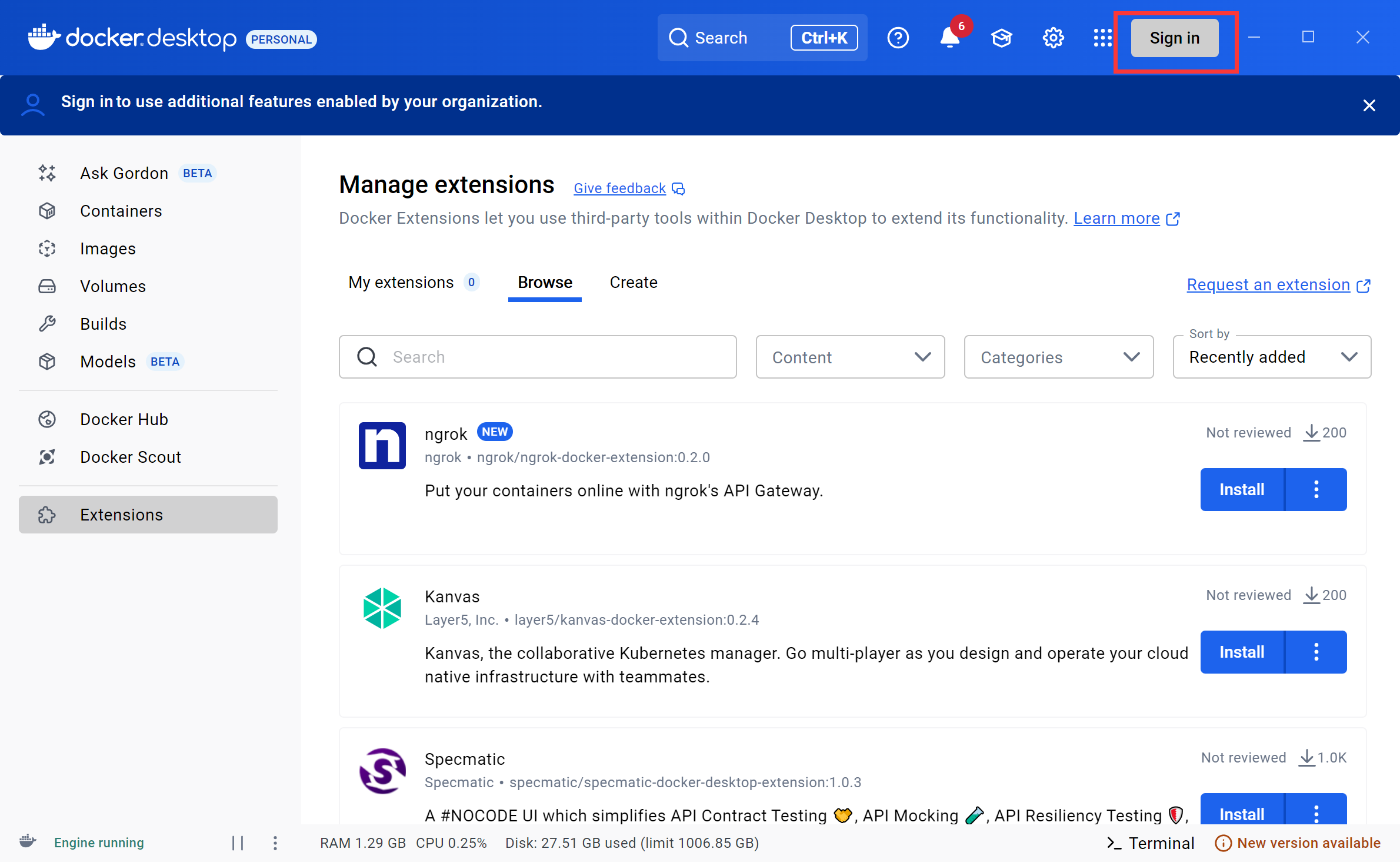 Docker Desktop登录页面